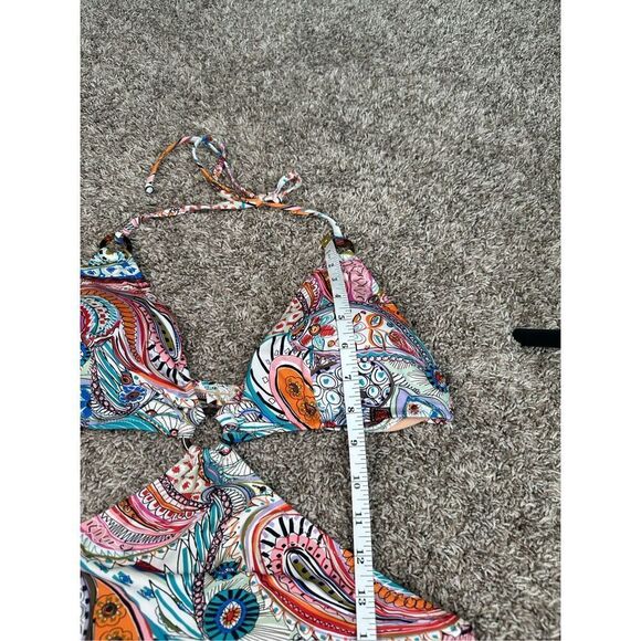 J. Crew scribble floral print cutout one piece swimsuit multi color O rings 12 - Picture 10 of 14